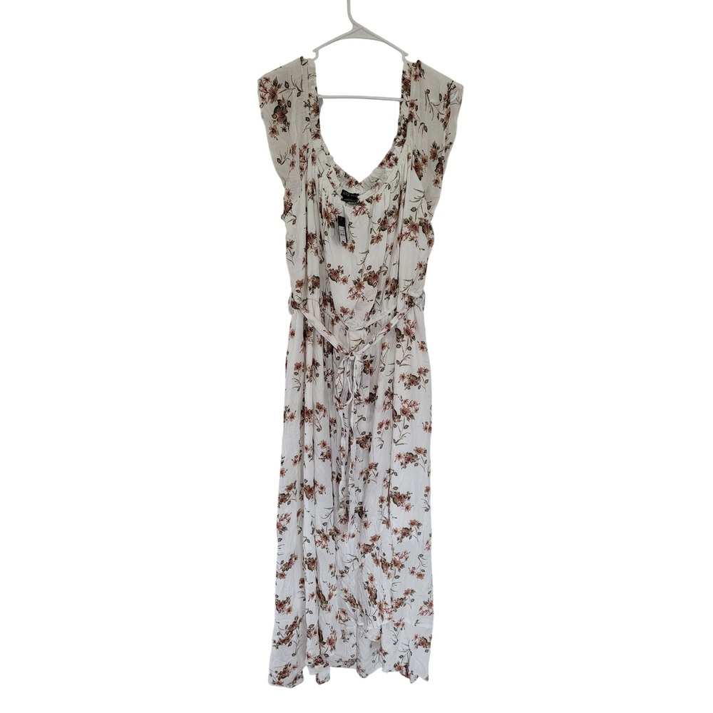 City Chic Maxi Dress Garden‎ Art Floral Print Sleeveless White Size L 20 #7